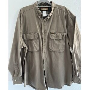 Vintage Remington Hunting Shirt Men 2XL Green Button Up Long Sleeve Outdoor Camo